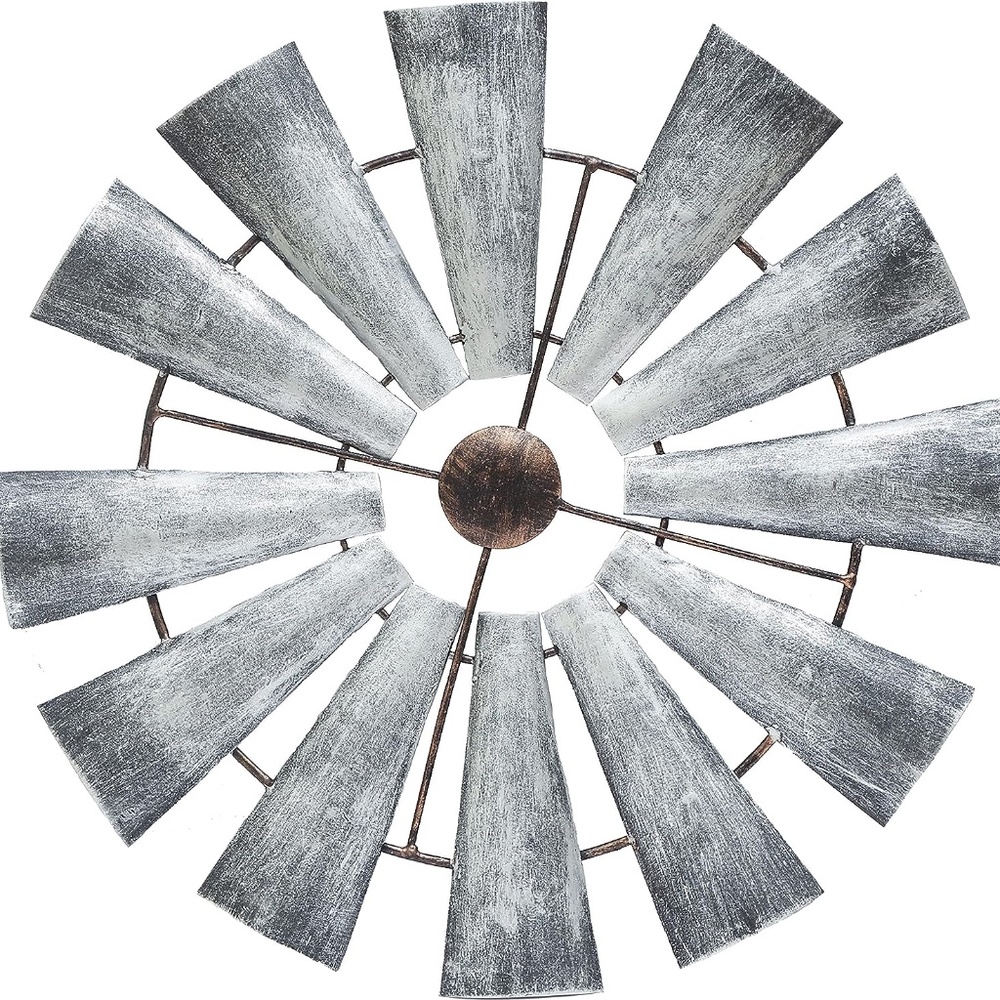 12" Farmhouse Windmill Wall Decor Rustic Metal Wall Hang…